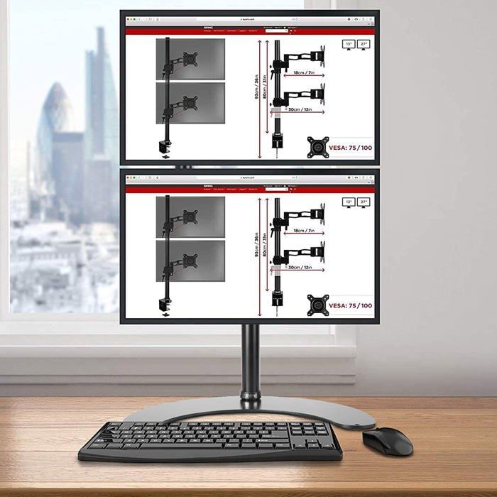 Duronic DM15D2V2 Doppelmonitorarm für Desktop-PCs | Ergonomischer, schwenkbarer Doppelmonitorständer | VESA-kompatibel