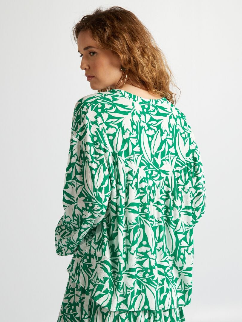 Camisa abullonada de manga larga - VERDE