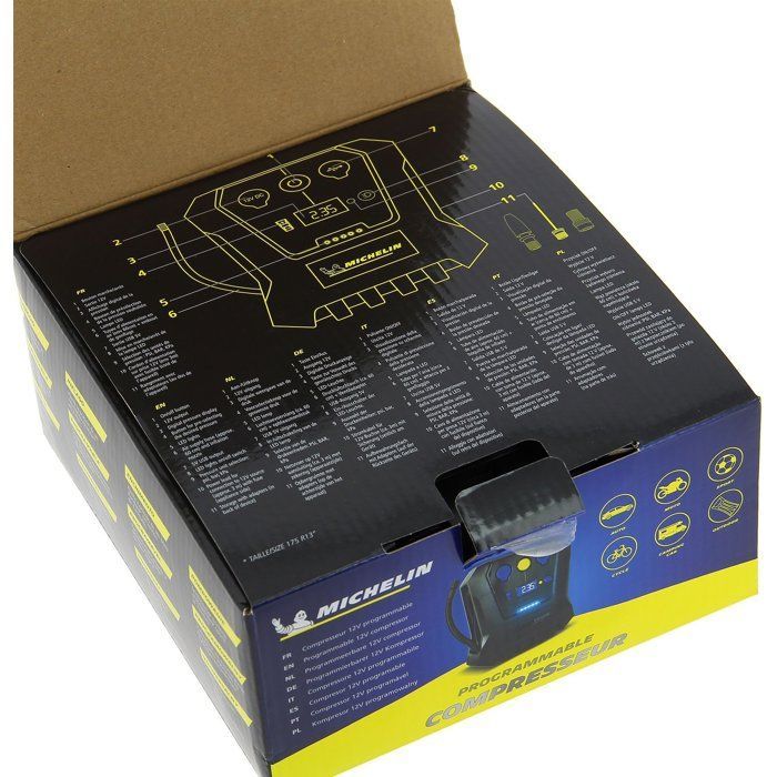 Compresor programable de 12 V de 0,05 bar a 7 bar - MICHELIN - Programable - para coches, motocicletas, bicicletas, balones y colchones de aire