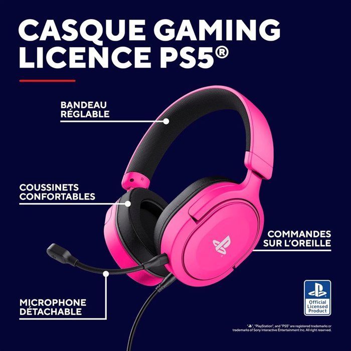 Auriculares para juegos con cable Trust Gaming GXT 498P Forta - Oficiales para PlayStation PS5 y PS4 - Drivers de 50 mm - Micrófono con cancelación de ruido