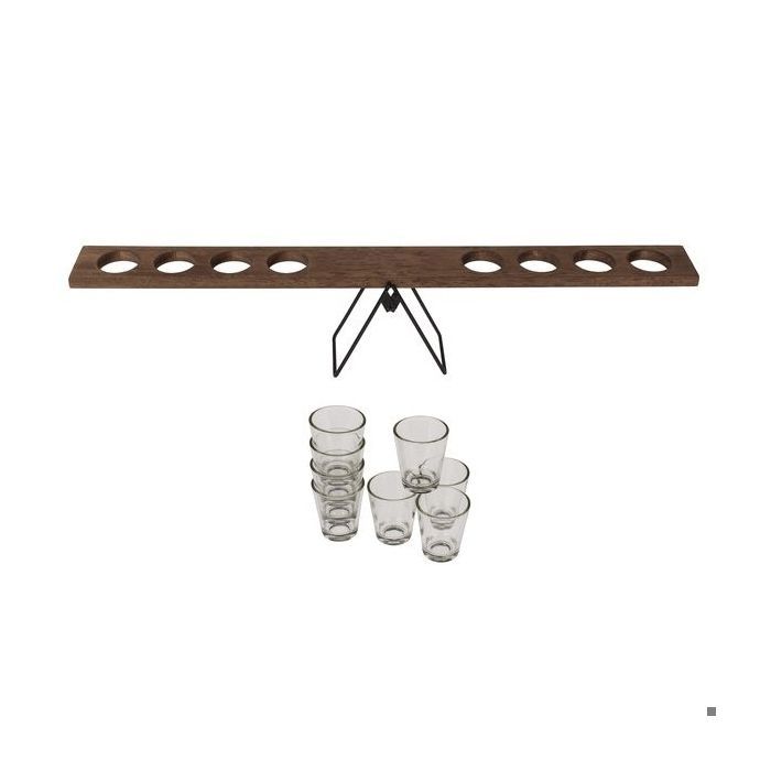 Jeu à boire bascule en bois avec 8 verres à shot