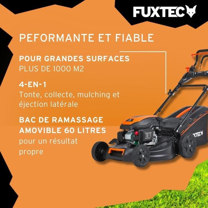 Rasaerba semovente a benzina FUXTEC 170cc, larghezza di taglio 51 cm, velocità regolabile, sacco di raccolta erba da 60 litri, facile da pulire – FX-RM5170PRO
