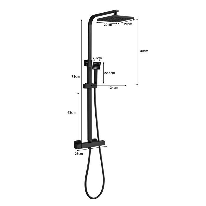 Colonne de douche thermostatique - STANEW - STANEW - Laiton - Inox - Hauteur réglable