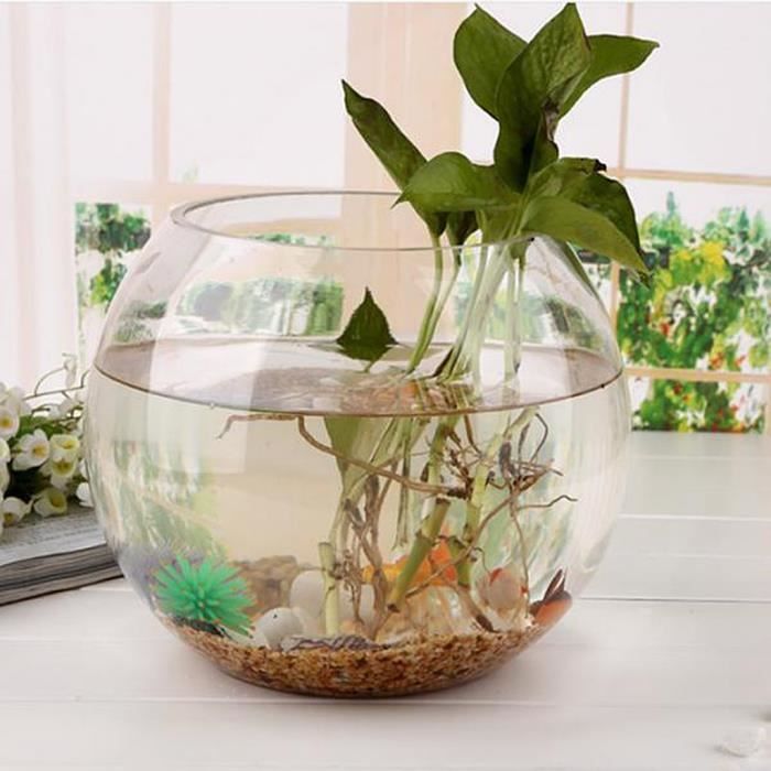 Aquarium,Bols en verre cristal Transparent rond Vase sphère claire réservoirs de poisson pots d'eau