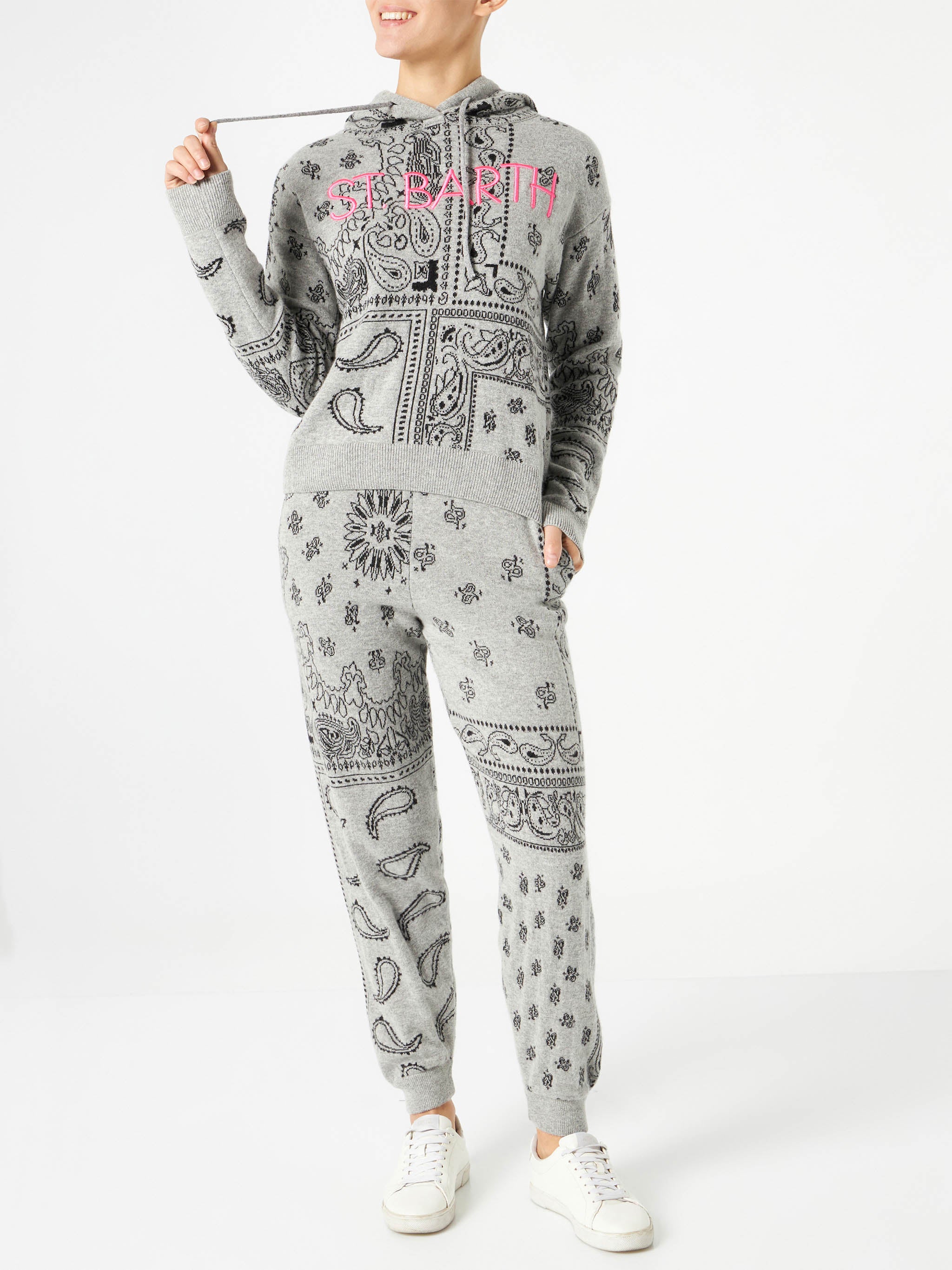 Dames joggingbroek van bandana-jacquardbreisel