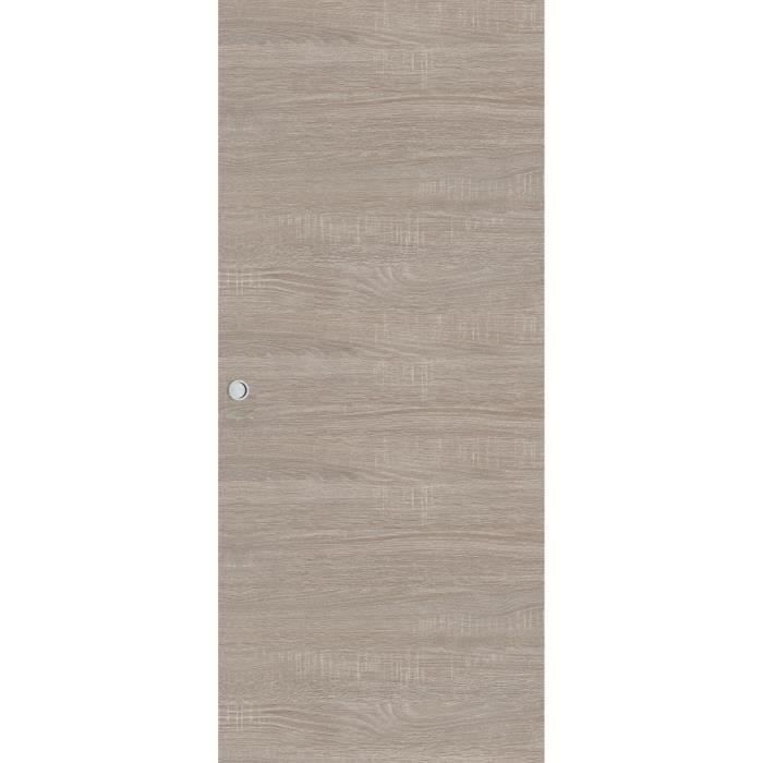 OPTIMUM - Kit de puerta corredera Verona + riel + embellecedor - 204 x 83 x 4 cm (alto x ancho x profundidad) - Roble topo