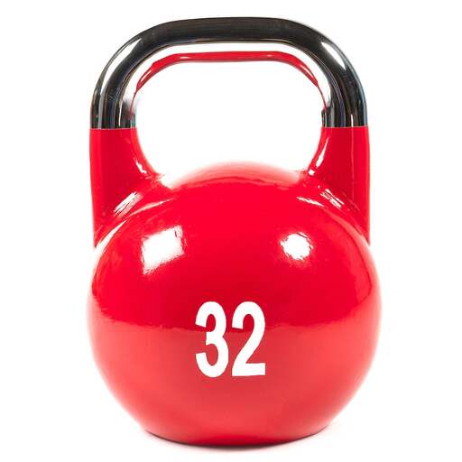  Wettkampfhantel aus Gusseisen mit aufgemaltem Logo, 32,5 kg