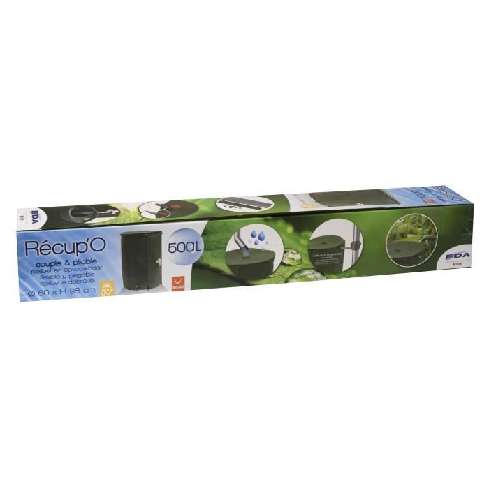 EDA - Serbatoio per acqua flessibile e pieghevole da 500 litri - con filtro a rete + 2 rubinetti - Resistente alle intemperie - Ø 80 x H.98 cm