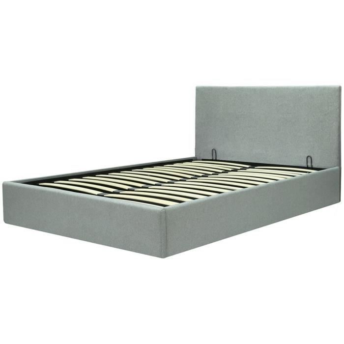 MARTIN adult storage bed - Sleeping area 160x200 cm - Light grey - Slatted base - W 209 x D 166 x H 99 cm