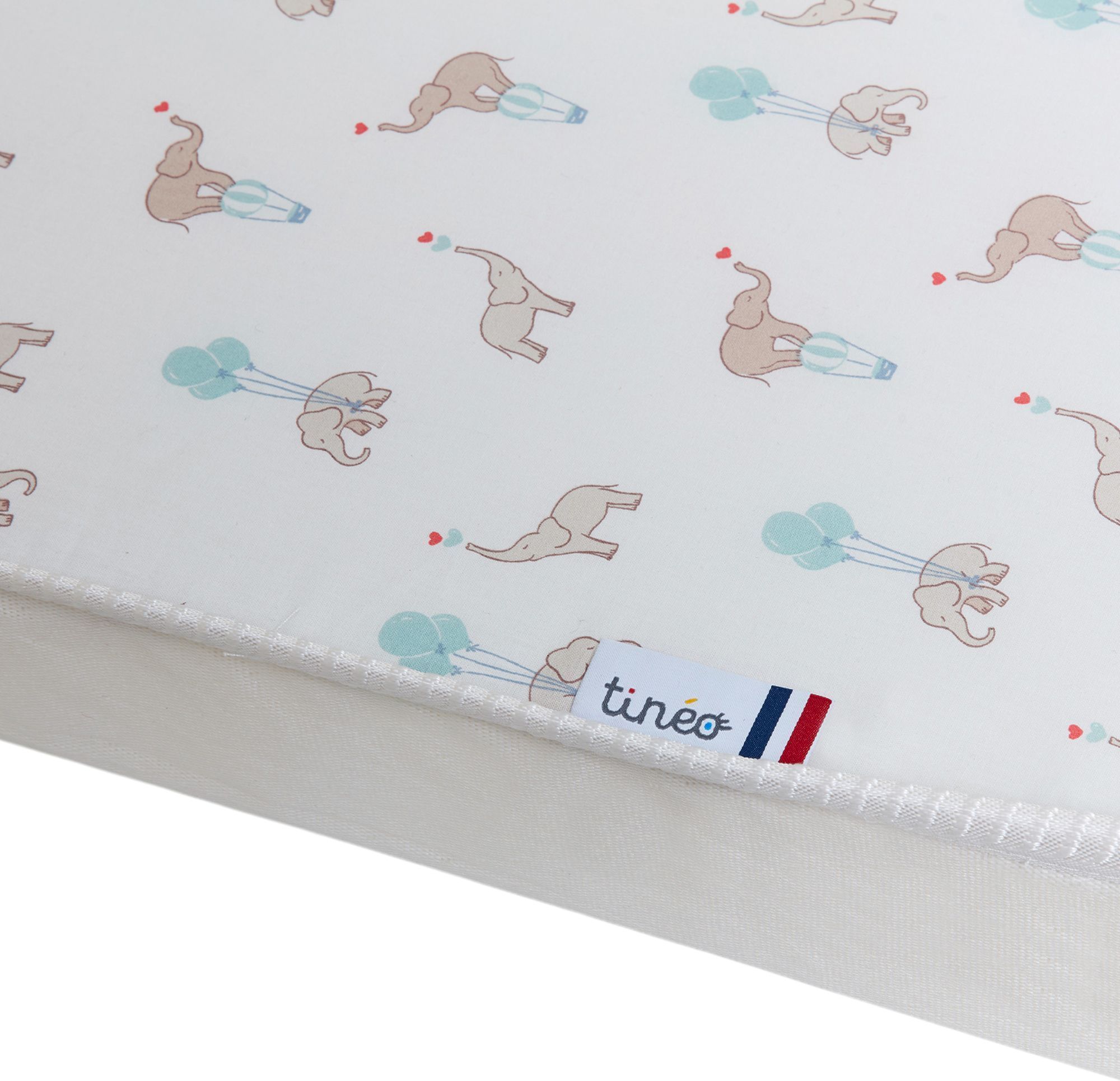 Materasso - COMFORT FUN - 60 x 120 cm - spessore 8 cm - Bianco / Elefanti - TINEO
