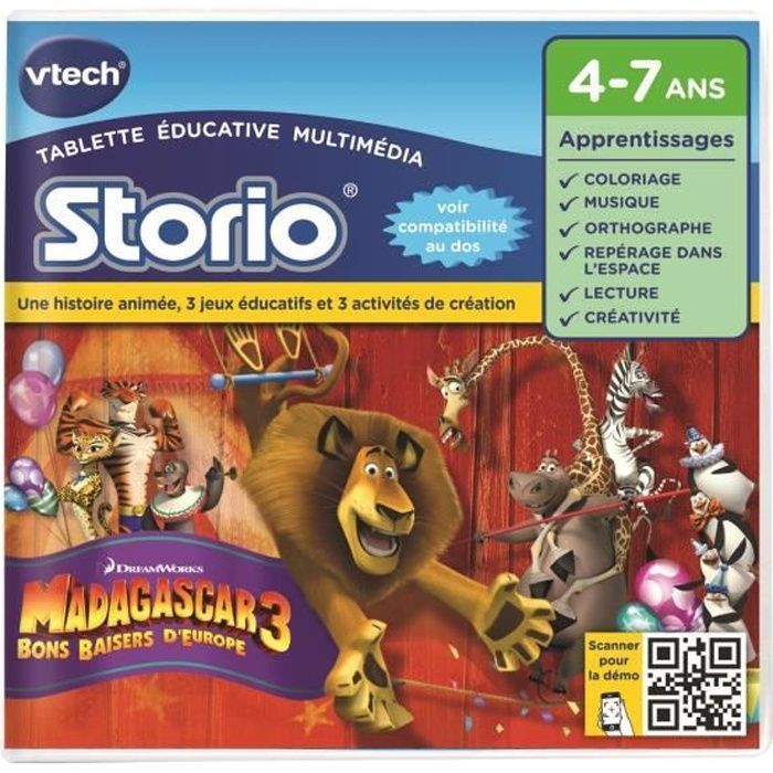 Educational Game - VTECH - Storio Madagascar 3 - 3 educational games - Creative activities - Unisex