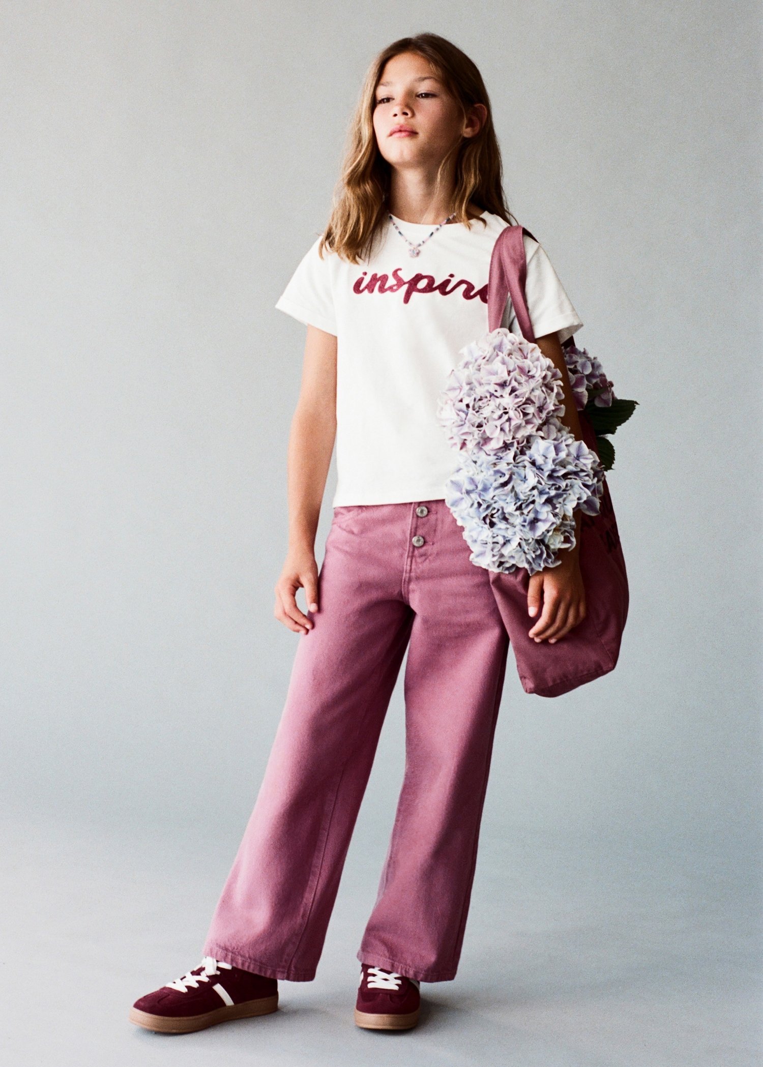 Mango Kids BUTTON DOWN - Egyenes szárú farmer - világos rózsaszín