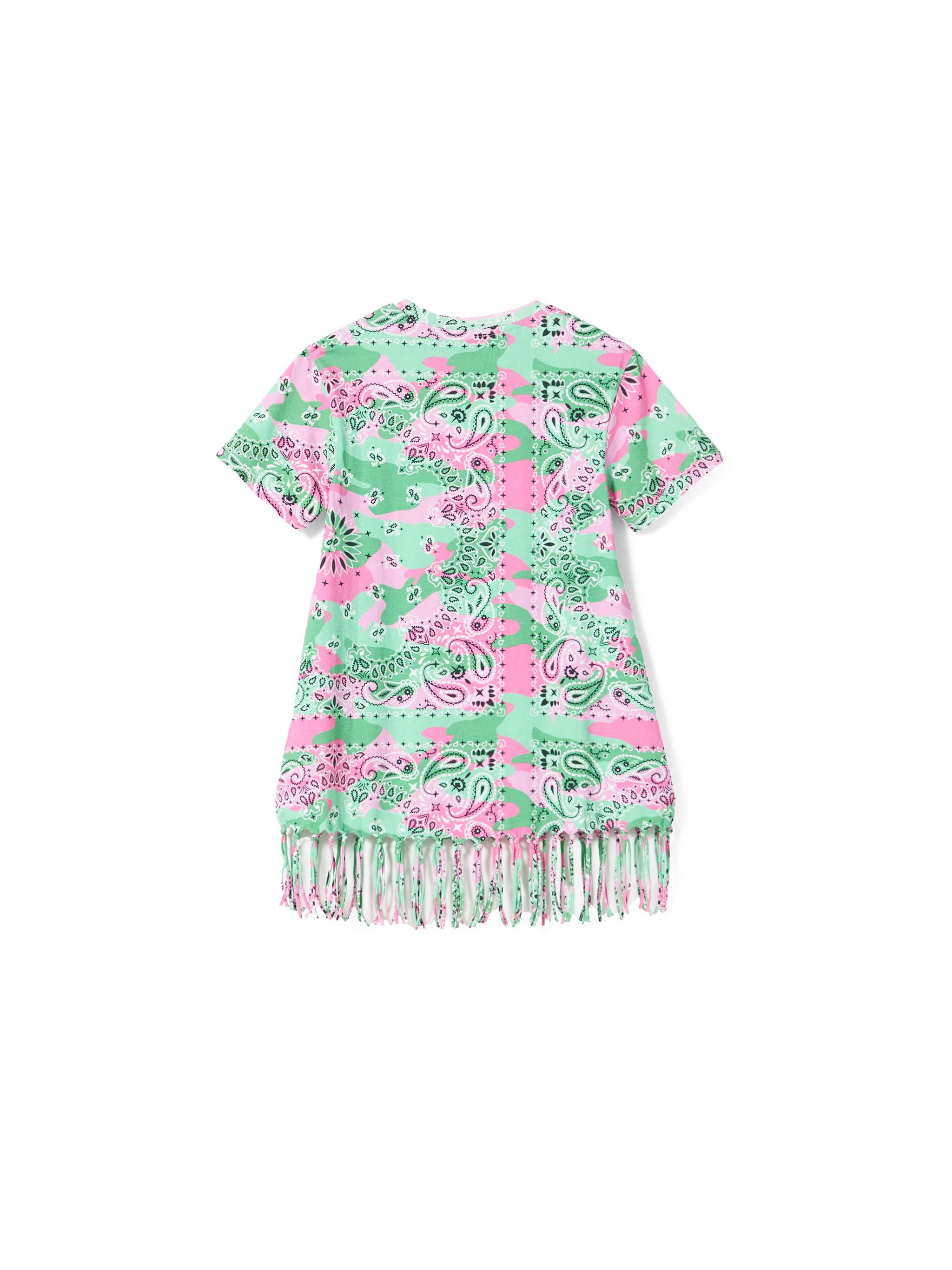 Camouflage katoenen jurk voor meisjes met franjes
