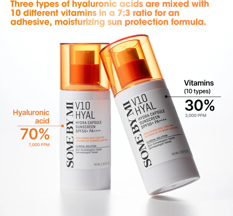 Some By Mi V10 Hyal Hydra Capsule Protetor Solar em Cápsulas para Pele Sensível e Intolerante FPS 50+