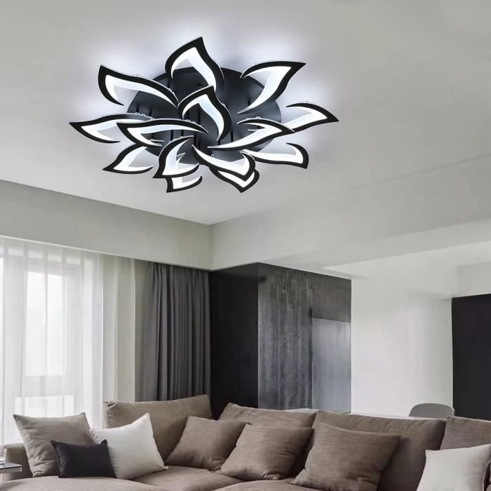 DORLINK 100W LED Ceiling Light - Adjustable Color Temperature 3000-6500K - 14 Black Acrylic Design Lights - Living Room Dining Room
