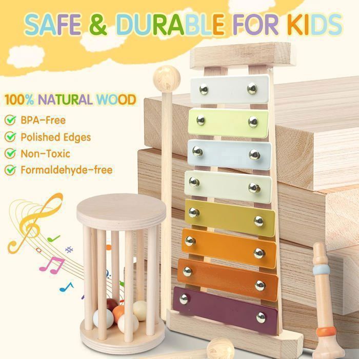 Strumenti musicali Montessori per neonati – Kit 8 in 1 per bambini da 1 a 3 anni, regalo di Natale e compleanno per bambini e bambine
