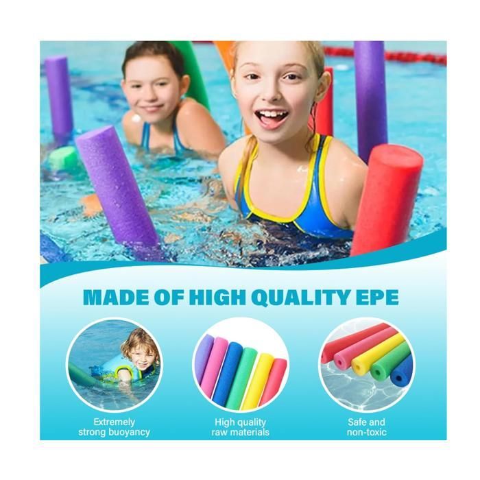 Set of 4 Pool Noodles, 150 cm, made of Soft EPE Foam, 4 Colors, Waterproof, High Buoyancy, for Children and Adults