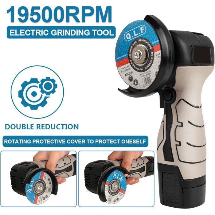 Mini Meuleuse d'Angle Sans Fil 19500 RPM 16,8V Professional Disqueuse Sans Fil 5 Disques de Coupe pour Meulage, Polissage et