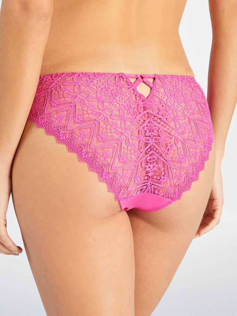 Calcinha de renda e microfibra - ROSA