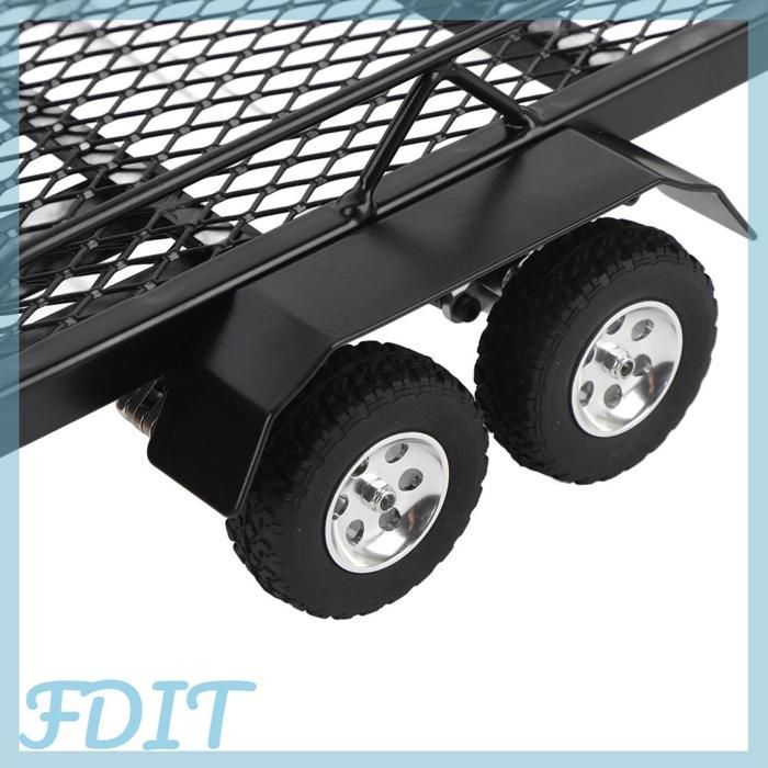 Rimorchio pianale in metallo con gancio, kit rimorchio a piattaforma metallica a due assi per modellismo RC pesante