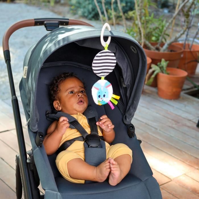Set regalo TINY LOVE con giocattolo musicale, giostrina frusciante, campanellino, stella, 4 clip per passeggino e 12 carte per le tappe fondamentali, bianco e nero.