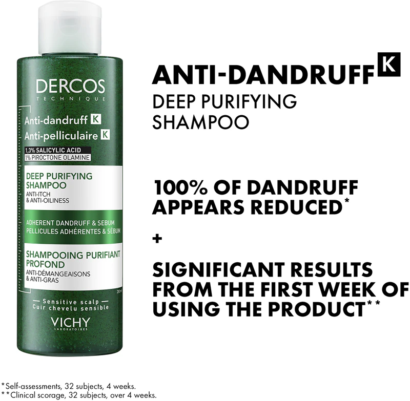 Shampoo anticaspa Vichy Dercos K com efeito peeling