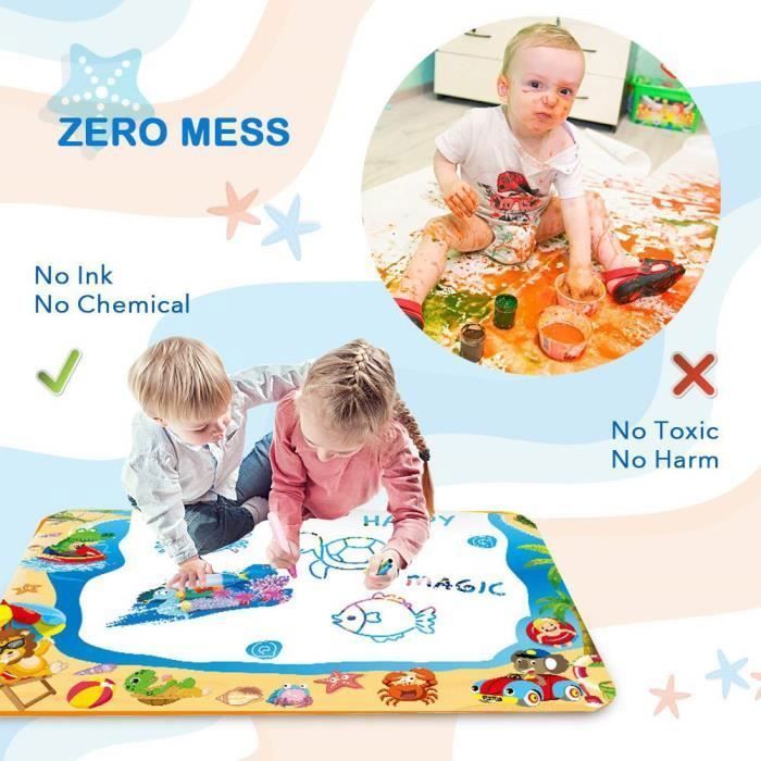 Tapis de dessin enfant - Saletop - 100x70 cm - Multicolore - 25 pièces - Éducatif aquatique