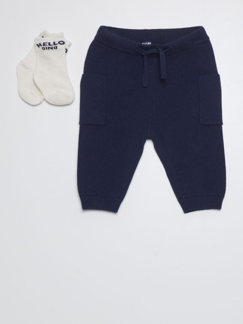 Joggingbroek met opgestikte zakken + sokken - ZWART