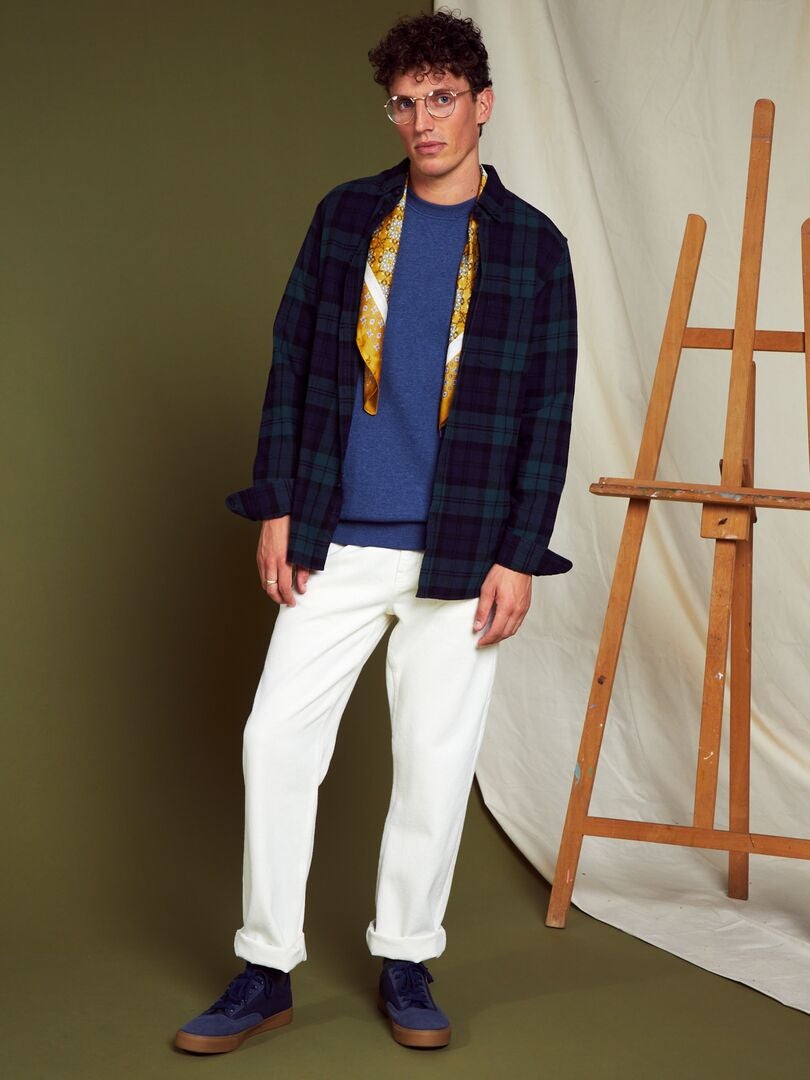 Camisa de flanela de corte reto - VERDE
