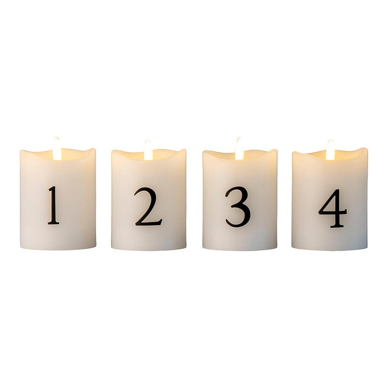 Vie Selected adventsljus 4-pack LED med siffror och fjärrkontroll