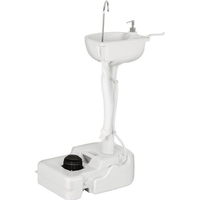 Lavabo de camping sobre ruedas COSTWAY con depósito de agua de 17 litros, bomba de pie, toallero y dispensador de jabón incluidos.