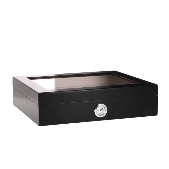 caja de puros con frontal de cristal negro