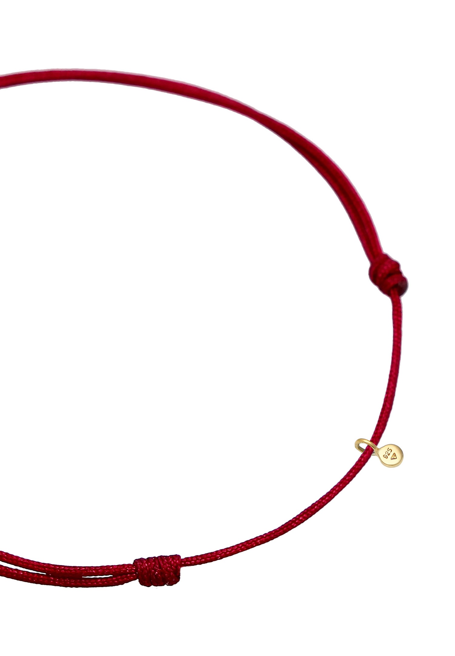 Elli Femmes symbole étoile astro avec nylon rouge foncé en Argent Sterling 925 plaqué Or
