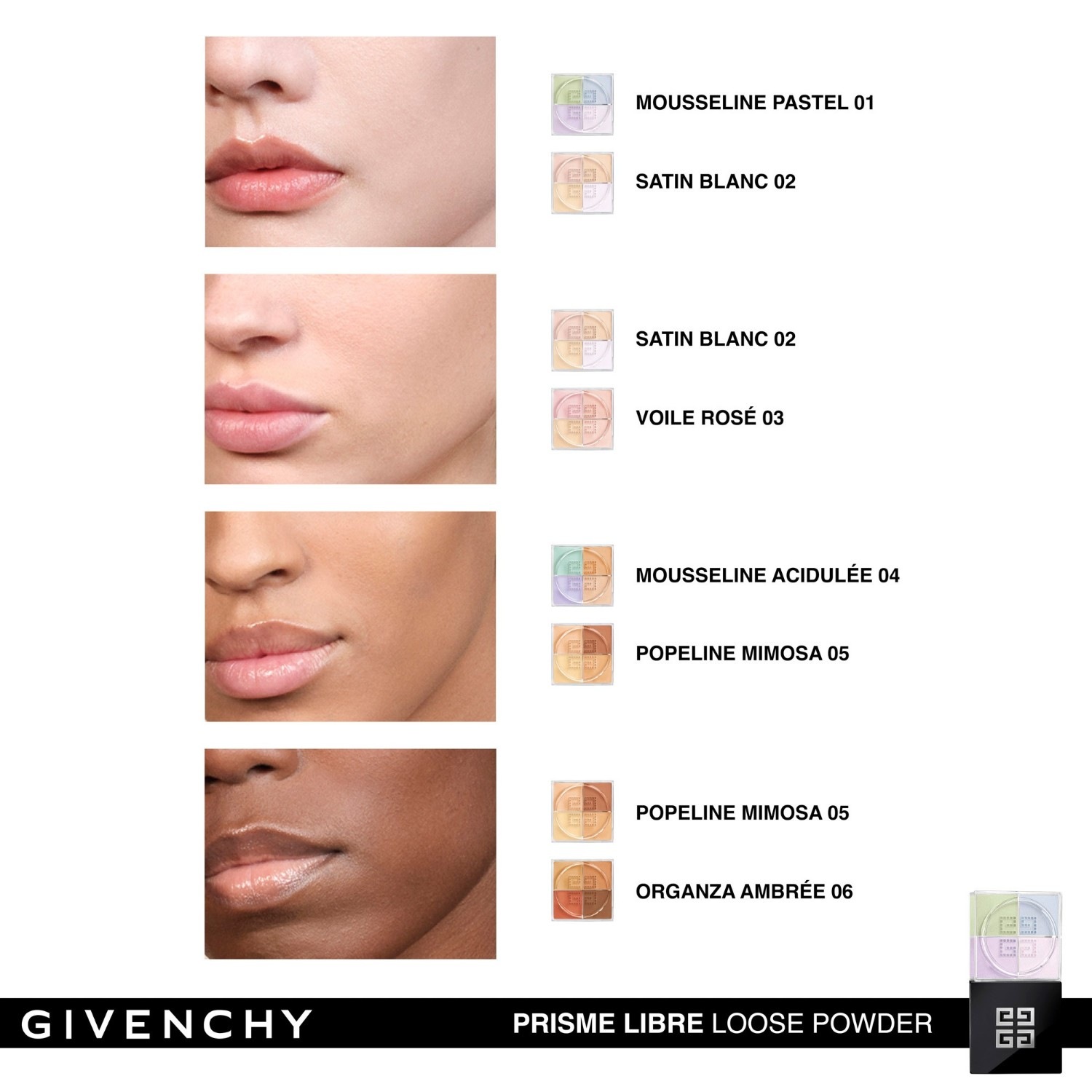 Givenchy Poudre Libre 4 Couleurs Matifiante, Correctrice et Lumineuse