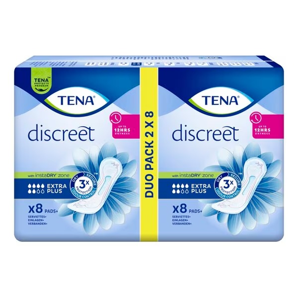 Vložki Tena Discreet Extra Plus<br>Medicinski pripomoček - 2 x 8 kosov