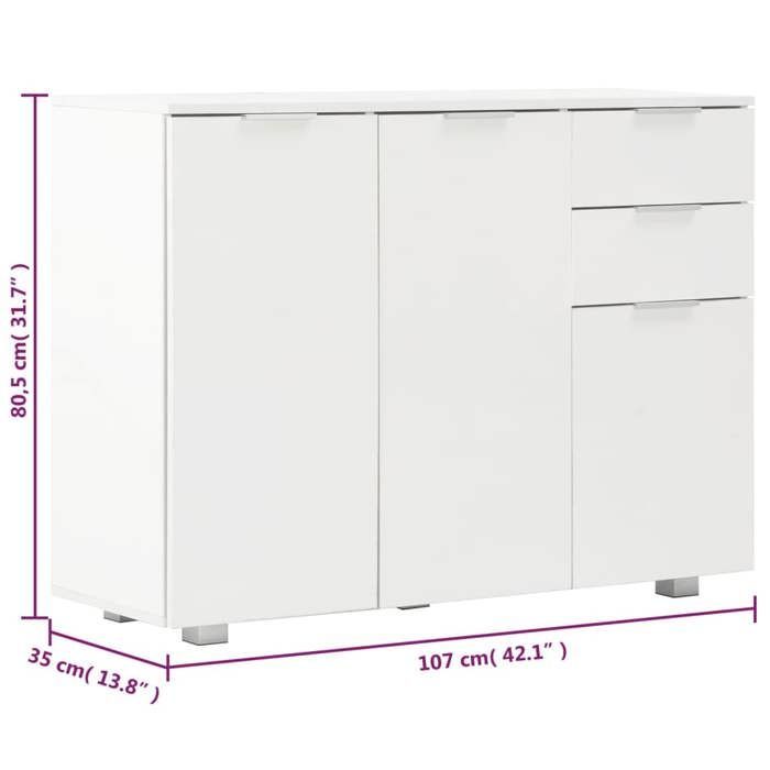 vidaXL Hoogglans wit buffetkast 107x35x80,5 cm 283718