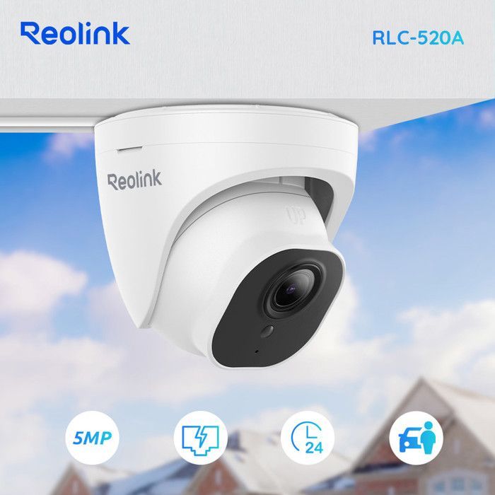 Reolink 5MP Outdoor PoE Dome Security Camera with Person/Vehicle Detection, 30m IR Night Vision, Time Lapse, RLC-520A