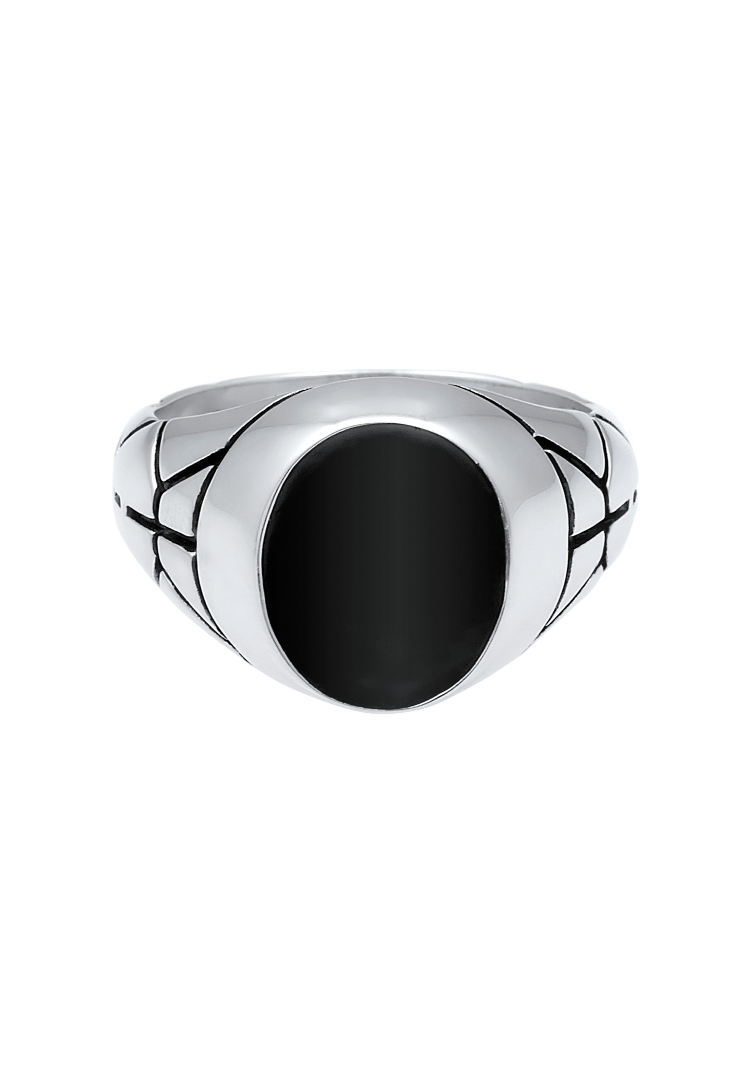 KUZZOI Basic Herren Siegelring Oval Emaille 925er Silber