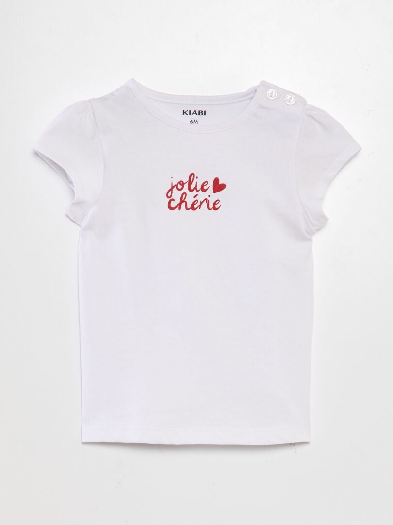 Bedrukt T-shirt met tekst - WIT