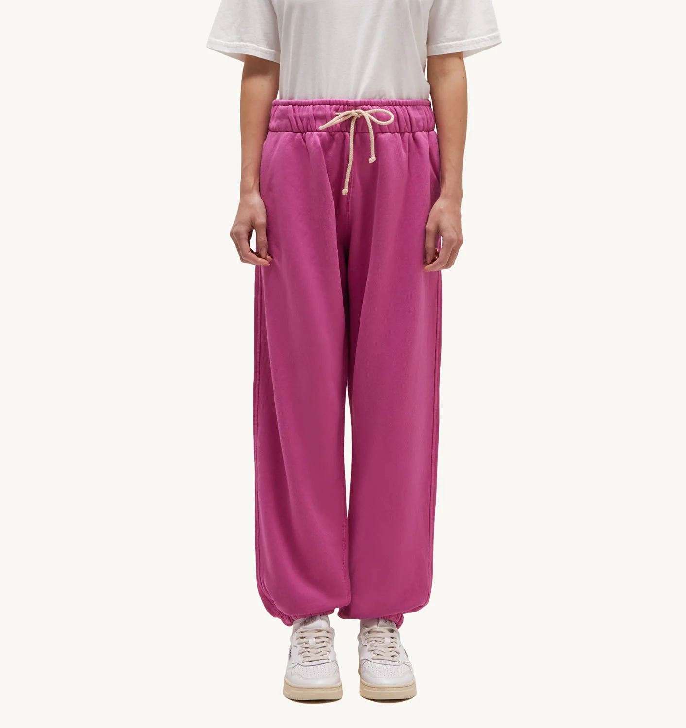 PANTALONI JOGGERI RELAXED DIN JERSEY DE BUMBAC FUCSIA