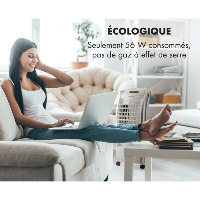 Enfriador de aire - Klarstein - Ventilador humidificador - 6 L - 4 velocidades - Aire acondicionado portátil sin salida de aire - Blanco