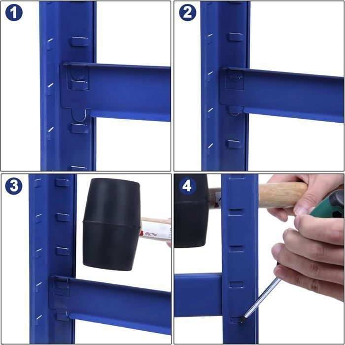 Estantería metálica SONGMICS con 5 estantes, alta resistencia (650 kg), 75 x 30 x 150 cm, azul.