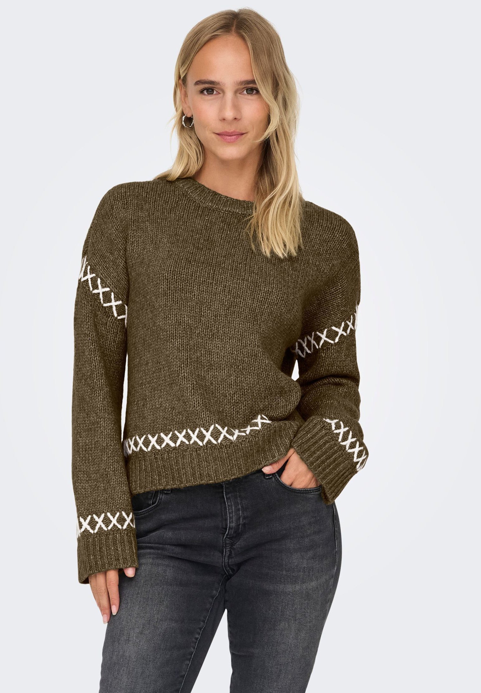 SOLO ONLAMANDA LIFE DETTAGLIO COLLO A O - Maglione - dettaglio cucciolo/ballerino delle nuvole