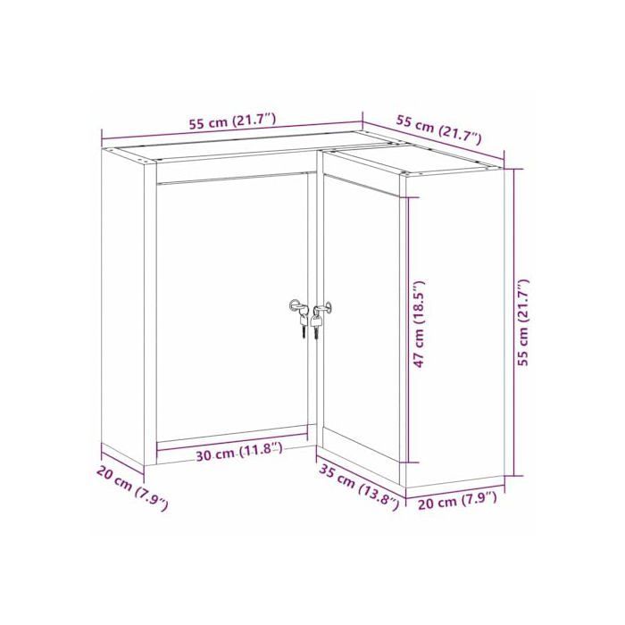 Armario de herramientas con estantes ajustables - vidaXL - 55x55x55 cm - Negro y gris - Madera de ingeniería y acero