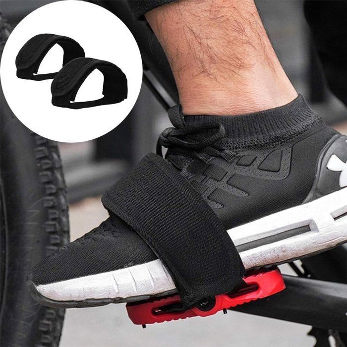 Bicycle Crank Straps, 1 Pair, Black, Adjustable and Non-Slip, Universal for Home Trainers