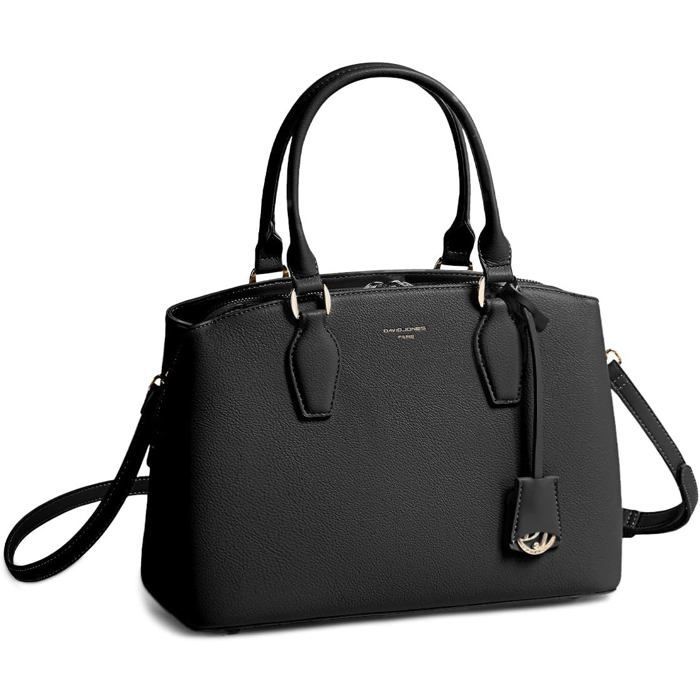 David Jones - Elegante bolso de mano de piel sintética para mujer - Negro