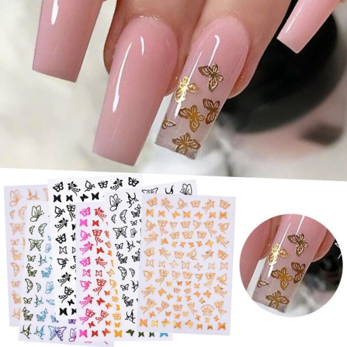 Autocollants papillon holographiques 3D pour ongles, bronzage, transferts, décalcomanies, accessoires de décoration pour nail art, nail art DIY