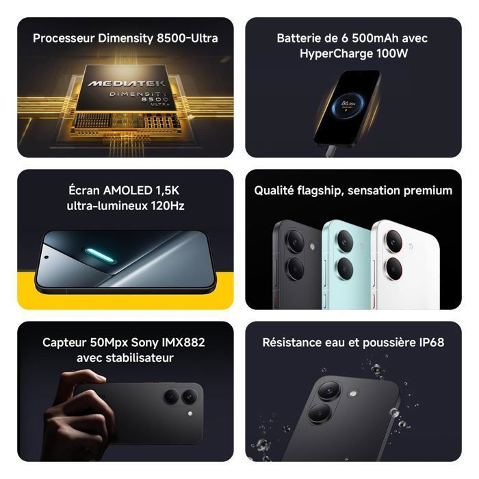 Xiaomi POCO X8 Pro 5G Smartphone, 8GB RAM, 256GB Storage, White, Dimensity 8500-Ultra, 50MP Sony IMX882 Sensor with OIS, 6500mAh Battery