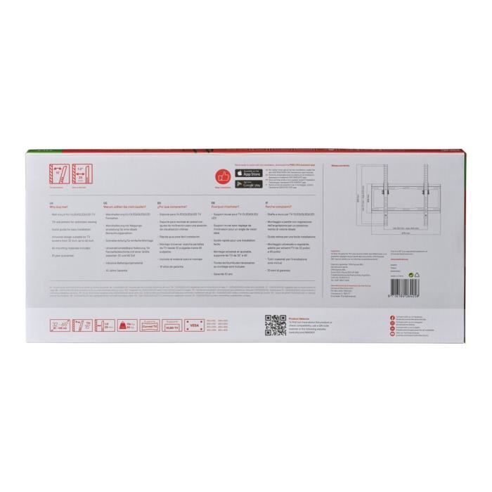 ONE FOR ALL WM2421 – Wandhalterung mit 15° Neigungsverstellung für Fernseher von 81 bis 165 cm (32 bis 65 Zoll) – Schwarz