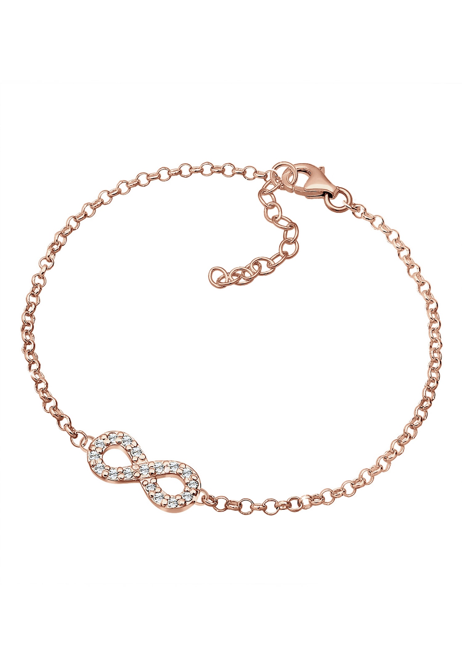 Elli Femmes symbole de l'infini avec cristaux en argent sterling 925 plaqué or rose